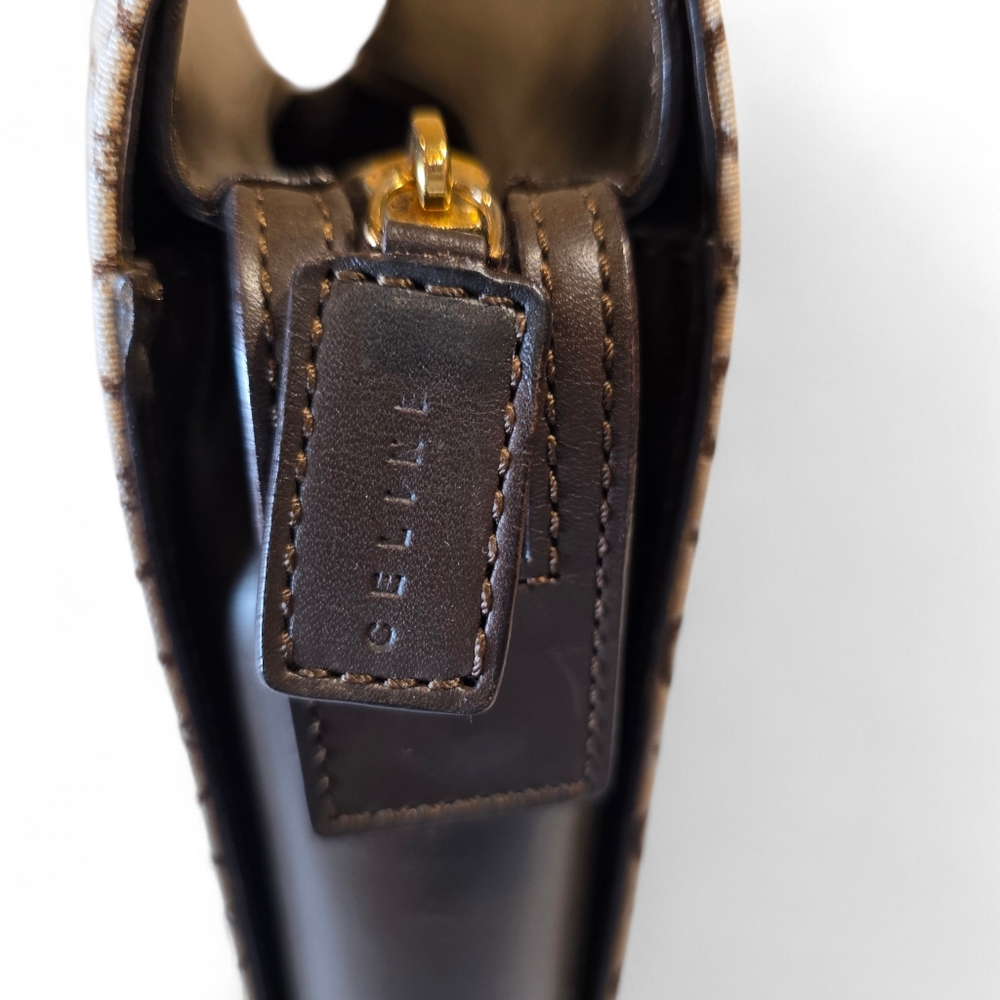 CELINE Triomphe Macadam Structured Tote Bag Cream White Monogram Canvas Vintage - Picture 9 of 12